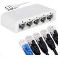 Miniatyrbilde 1 av 5: ETHERNET-DELER, Internett-deler, Nettverksbryter, CAT6, RJ45, 100 mbps, USB-drevet, 5-ports LAN-bryter for å legge til flere Ethernet-porter