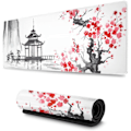 Miniatyrbillede 1 af 4: Gaming Mouse Pad XL Japansk Maleri Kirsebærblomst Udvidet Stor Mouse Pad Langt Skrivebordsunderlag med Syet Kanter 800x300x2mm