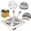 Miniatyrbillede 4 af 5: 1 stk Gulvafløb 100x100 Inox Gulvafløb 100mm Badeværelsesgulvafløb Sølv Tyk Rustfrit Gulvafløb Til Anti-Lugt, Anti-Tilstopning Badeværelse, Køkken