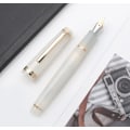 Miniatyrbillede 7 af 8: Celluloid Fyrfjerpen Akryl Blækpen med Blæk Konverter (Fin Nib, Guld Klips - Transparent Hvid)