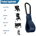 Miniatyrbild 3 av 5: 2-pack Buggy Clips Bärvagnskrokar, Bärväskehållare i läder, Väskskrokar för barnvagnar, Barnvagnsclips, Barnvagnskrokar för väskor, Marinblå