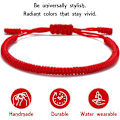 Miniatyrbillede 4 af 8: Håndlavet Tibetansk Lykkearmbånd til Kvinder, Mænd, Teenagere, Justerbar Størrelse Venskabsgaven Håndlavet Tov Flettet Chakra Armbånd Red