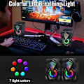 Miniatyrbild 2 av 7: Mini-skrivbordshögtalare för PC med färgglad LED-belysning, stereo 2.0 USB-driven 3,5 mm X2 bärbar spelmultimediahögtalare för surfplattor, musikspelare
