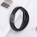 Miniatyrbild 3 av 4: Herrarmband Armband i äkta läder flätat med magnetlås 18.5cm