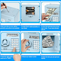 Miniatyrbild 6 av 7: Elektronisk spargris, Mini ATM lösenord pengabänk kontanter mynt sparbössa för barn, tecknad säker bankbox perfekt leksaks gåvor för pojkar flickor Light Blue