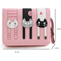Miniatyrbild 7 av 7: Kvinnors konstläder söt tecknad djur katt plånbok smal liten clutch väska myntväska Pink