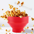 Pikkukuva 6 / 9: Popcorn-kulho Silikoninen Mikro-kulho Popcornille - Kasaantaittuva punainen