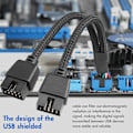 Miniatyrbillede 5 af 5: USB Header Splitter, 2 stk. USB 2.0 9-bens Hun til Dobbelt 9-bens Han Forlængerkabel, Bundkort 9-PIN USB2.0 Header Splitter Nylonflettet