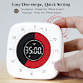 Miniatyrbild 3 av 4: Visuell timer, uppladdningsbar, digital timer med 4 larmlägen, förbättrad 60 minuters tidsinställning (vit)