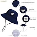 Miniatyrbilde 4 av 4: Solhatt Smiley Toddler UPF 50+ Solbeskyttelse bøttehatt Vakker strandhatt for 0-8 måneder Jenter Gutter Justerbar hatt