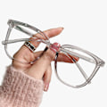 Miniatyrbilde 1 av 5: Unisex Blålysbriller Lettvekt Uten Styrke Briller For Gaming Lesing Studenter Transparent Gray Frame