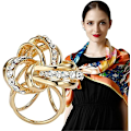Miniatyrbild 4 av 6: Elegant Modern Enkel Design Dam Trippel-Ring Diamante Metallisk Silke Scarves Clip Scarf Ring Chiffon Spänne Gold