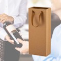 Miniatyrbillede 6 af 7: 12 stk. Vin Gaveposer Enkeltflaske, Vinflaske Gaveposer, Robust Genanvendelig Kraftpapir Vinbærepose med Håndtag til Jubilæer, Fest, Jul Brown
