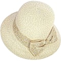 Miniatyrbild 4 av 5: Justerbar sommarhatt för kvinnor, hopfällbar, med lockig rosett, passar till alla tillfällen, solhatt, solskydd (beige)