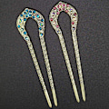 Miniatyrbillede 5 af 5: 2 stk Vintage Hårpinde, Krystal Rhinestone Dobbelt Gaffel Hårpinde Stick Hårstylning Chignon Hårspænde