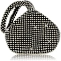 Miniatyrbilde 1 av 4: Mote-Clutch for Kvinner - Glitrende Mini Håndveske med Krystaller og Diamant - Håndleddsveske (Svart)