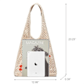 Miniatyrbilde 4 av 6: Heklet Mesh Strandveske Sommer Estetisk Strikket Veske for Kvinner Apricot