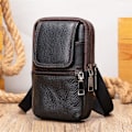 Miniatyrbild 7 av 8: Mobiltelefon axelväska läder svart, herr mobiltelefon midjeväska med klämma, smartphone axelhölster läder crossbody