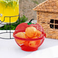 Miniatyrbillede 6 af 7: Frugtkurv i æbleform med net og låg - Bordskål til grøntsager - Holder uønskede kæledyr og insekter ude - Køkkenopvaskestativ Red