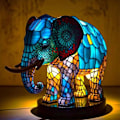 Miniatyrbillede 1 af 5: Dyr Bordlampe Farvet Glas Farvet Natlys Retro Skrivebordslamper Julegave 2024 elephant