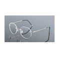 Miniatyrbild 1 av 10: Herr Rimless Metall Anti Blått Ljus Läsglasögon Klar Lins Presbyopiska Glasögon Silver +0.50 strength