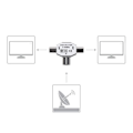 Miniatyrbillede 2 af 3: Kabler Tilbehør - Antennesplitter T 2-vejs antennefordeler 2x koaksialstik Dvb-t/bk 0-1000 Mhz strømforsyningskobling