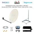 Miniatyrbillede 1 af 4: 65 cm stål parabolsæt + altanbeslag + enkelt LNB + DS81 TNTSAT-dekoder + HDMI-kabel + pointer + 25 m koaksialkabel + 2 F-stik