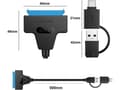 Miniatyrbillede 4 af 5: USB 3.0 Type C til SATA-adapterkabel, USB 3.0/Type-C til SSD/2,5 tommer SATA harddiskadapter, 2,5 tommer HDD/SSD harddiskdriverkonverter/adapterkabel
