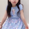 Miniatyrbillede 3 af 8: Pige Børn Frosne Elsa Princess Sommer Pailletter Kjole Casual Purple - Pink 90cm
