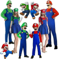 Miniatyrbild 1 av 4: Super Mario uigi Cosplay Kostym Vuxen Barn Fancy Dress Outfit Party Fancy Dress Luigi Green Girl L