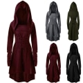 Miniatyrbillede 3 af 4: Hættekjole til kvinder med blonder til Halloween Cosplay-kappe Grå M army green XL