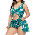 Miniatyrbillede 1 af 4: Two Piece Plus Size Tankini badetøj til kvinder flydende badning Green