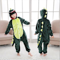 Pikkukuva 1 / 5: Lasten Onesie Flanellipyjamat Sarjakuva eläinhahmon puku hupulla Talven kotiasu Little Green Dinosaur