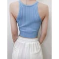 Pikkukuva 5 / 5: Naisten plain Halter Topit olkapäältä neulotut Y2k Topit Camis Sexy Pink