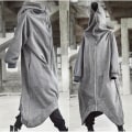 Miniatyrbillede 2 af 5: Unisex langærmet hættetrøje med lang frakke med lynlås Gray 4XL