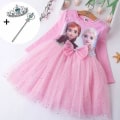 Miniatyrbild 1 av 5: Tjejer Prinsessan Elsa Höstklänningar Långärmade Anna Klänningar Barn Födelsedagsfest Balklänning Pink 8T