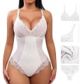Pikkukuva 2 / 11: Naisten sukkahousujen muotoileva V-kaula-aukkoinen selkänojaton yksiosainen body White XL