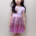 Miniatyrbillede 7 af 8: Pige Børn Frosne Elsa Princess Sommer Pailletter Kjole Casual Purple - Pink 90cm