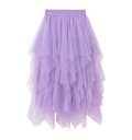 Kvinnor Tyllkjol Elastisk midja Mesh lång stycke kjol 0 purple