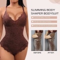 Pikkukuva 10 / 11: Naisten sukkahousujen muotoileva V-kaula-aukkoinen selkänojaton yksiosainen body Brown XL