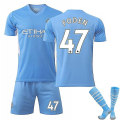 Miniatyrbilde 1 av 2: Ny sesong Manchester City Hjemme De Bruyne fotballskjorte FODEN NO.47 22 (120-130)