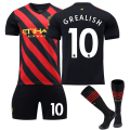 Miniatyrbild 1 av 3: Manchester City F.C. Away 22/23 Jersey Grealish No.10 Fotbollströja 3-delade kit för barn Vuxna 28(150-160CM)