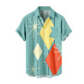 Miniatyrbillede 1 af 3: Retro Button Down skjorter til mænd 50S Rockabilly sommer toppe #4 2XL