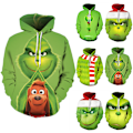 Miniatyrbillede 2 af 4: Adult Christmas Grinch Pullover Hoodie Novelty Sweatshirt F 3XL