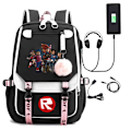 Pikkukuva 1 / 5: roblox reppu lasten reput reppu USB-liitännällä 1kpl svart