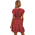 Miniatyrbillede 2 af 4: HAUFR Kvinders Sommer Polka Dots V-hals Flæser Cap Sleeve A Line Mini Kjole Red X-Large