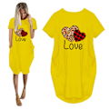 Pikkukuva 1 / 10: Ystävänpäivän rakkauskirjemekko lyhythihainen paitamekko Yellow 4XL