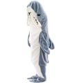 Miniatyrbillede 6 af 6: Voksen superblød flannel hættetrøje Shark Sovepose Bærbar Løs One Piece Pyjamas Blå Blue 140cm(140 * 70cm)