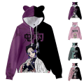 Miniatyrbild 1 av 4: Unisex Demon Slayer printed hoodies sweatshirt Casual Pullover Cat Ear Hooded jumper Toppar Purple XL