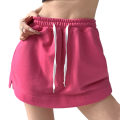 Miniatyrbilde 1 av 5: Shorts Skjørt Kjole Snøring Høy midje Godteri Farge for Rose Red XL